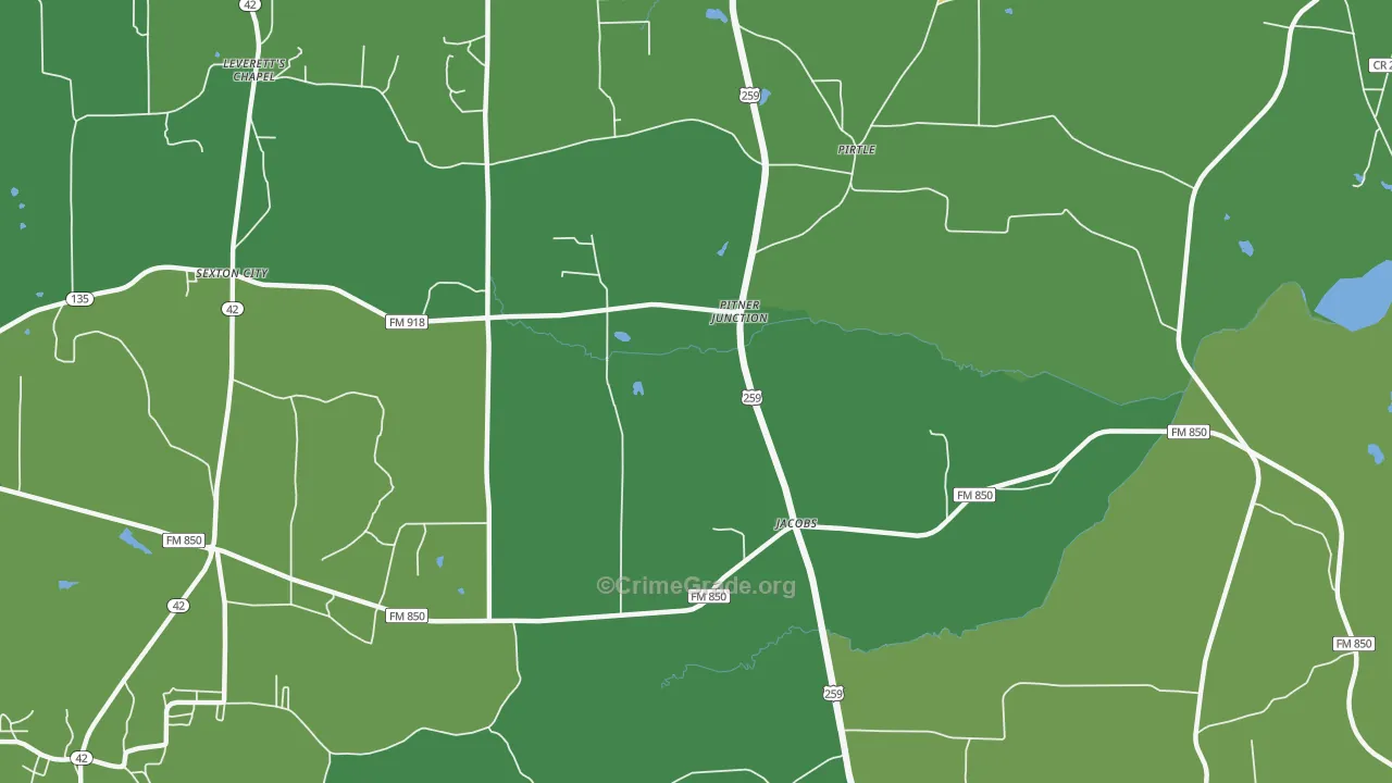 Pitner Junction, TX Map of Vehicle Theft Rates