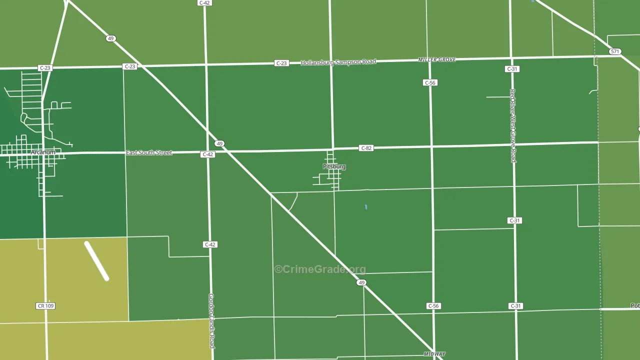 Pitsburg, OH Map of Vehicle Theft Rates