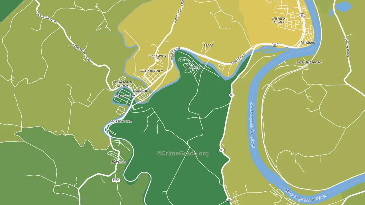 Pitt Gas, PA Map of Vehicle Theft Rates