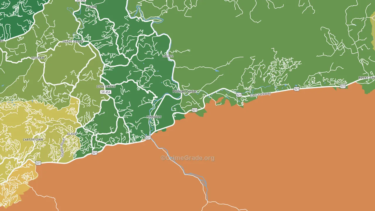 Pittman Center, TN Map of Vehicle Theft Rates