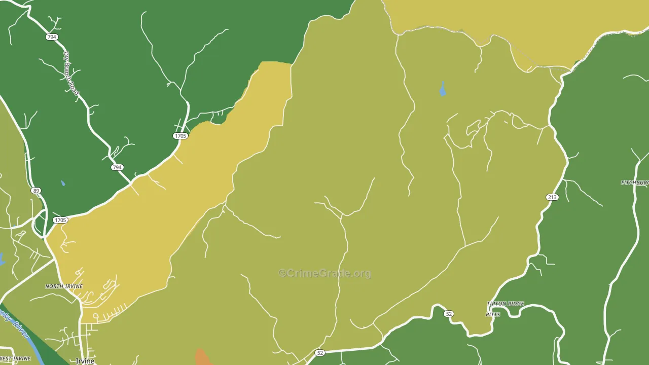 Pitts, KY Map of Vehicle Theft Rates