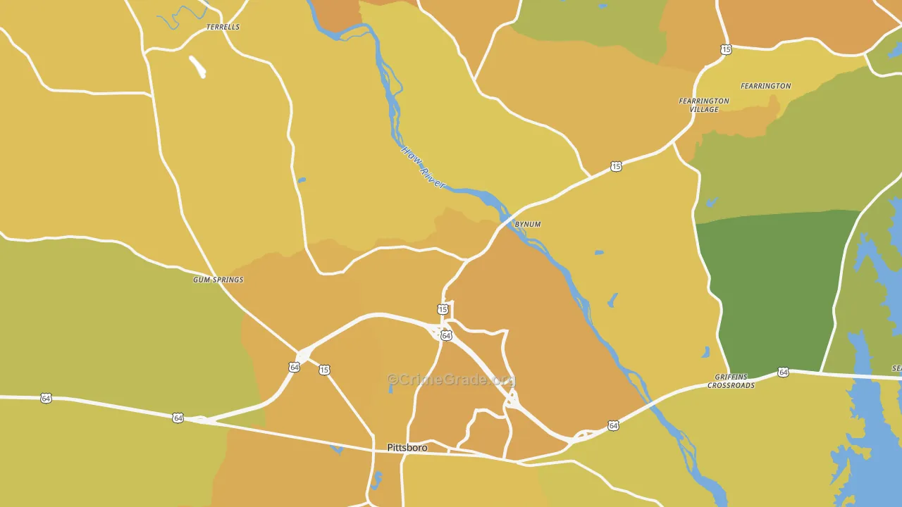 Pittsboro, NC Map of Vehicle Theft Rates