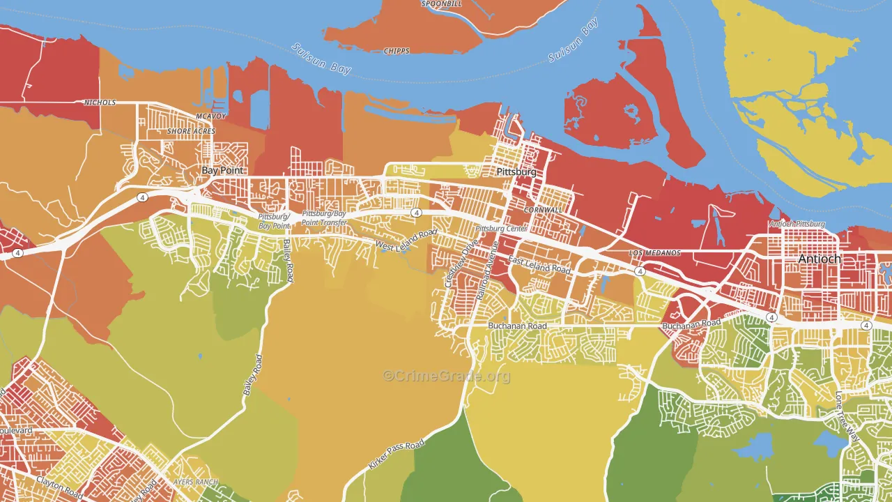 Pittsburg, CA Map of Vehicle Theft Rates