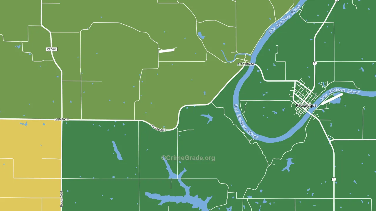 Pittsburg, IA Map of Vehicle Theft Rates