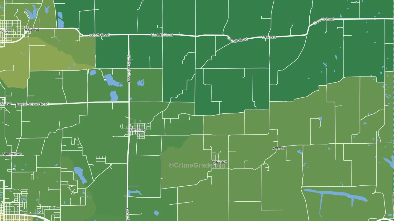 Pittsburg, IL Map of Vehicle Theft Rates