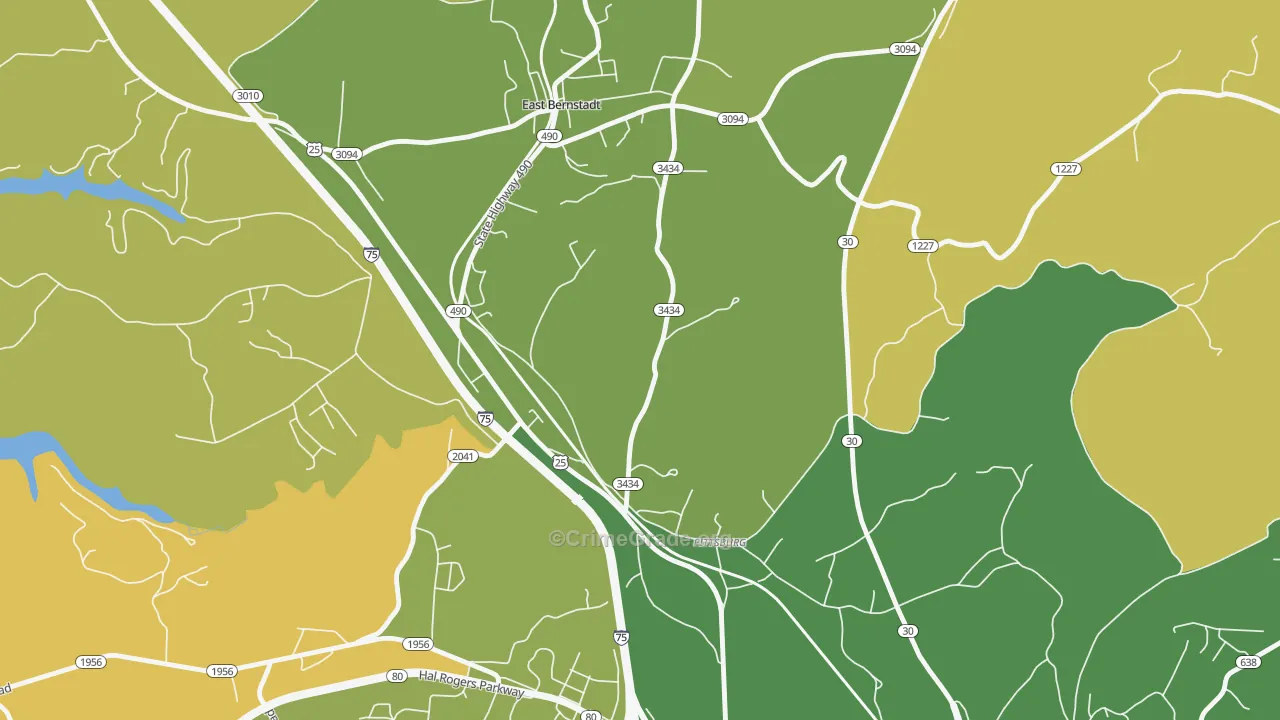 Pittsburg, KY Map of Vehicle Theft Rates