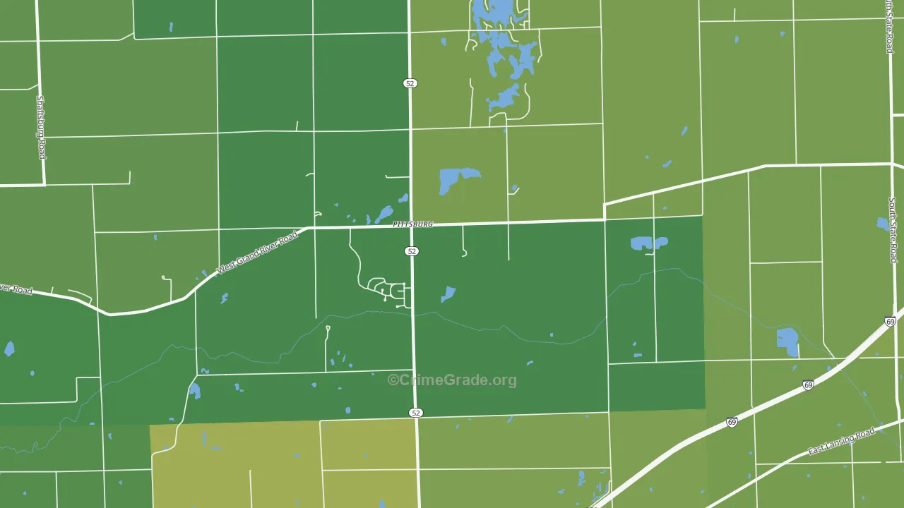 Pittsburg, MI Map of Vehicle Theft Rates