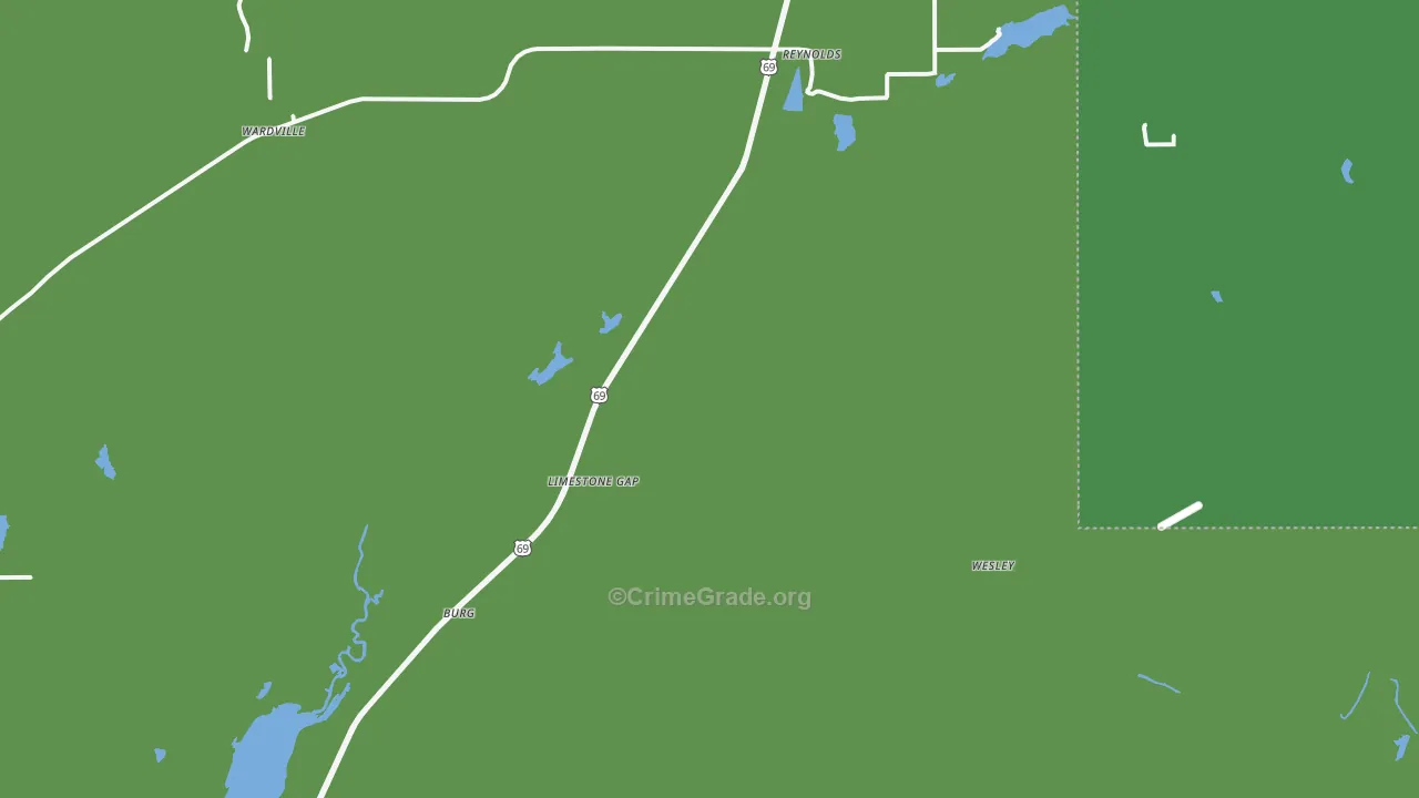 Pittsburg, OK Map of Vehicle Theft Rates