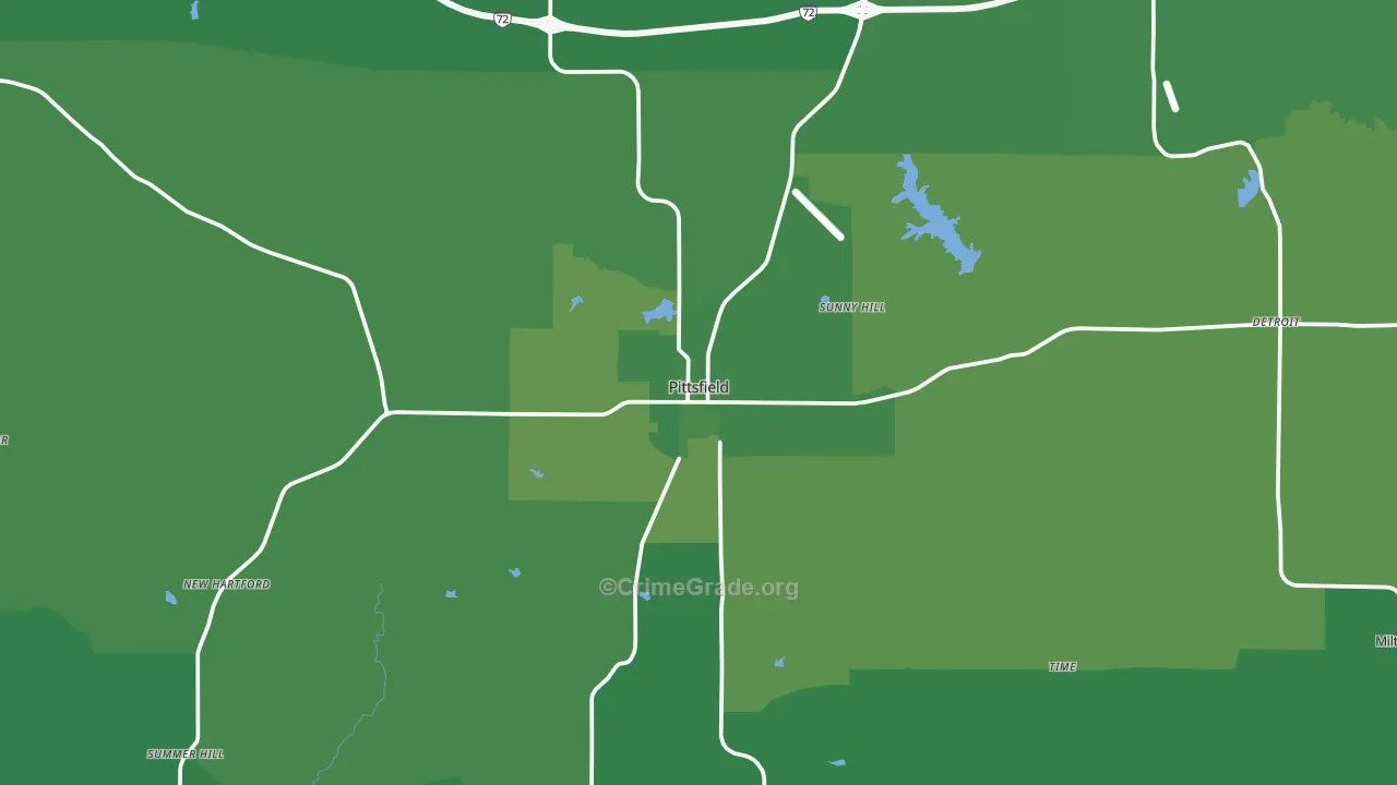 Pittsfield, IL Map of Vehicle Theft Rates