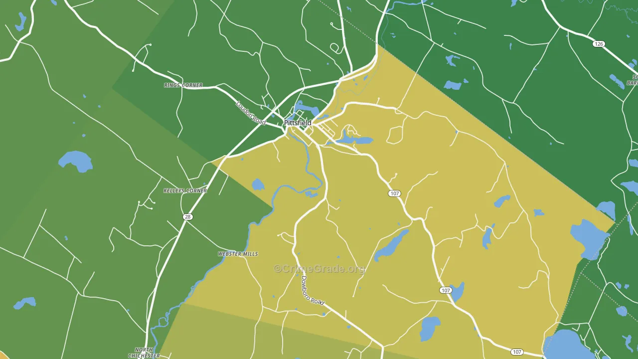 Pittsfield, NH Map of Vehicle Theft Rates