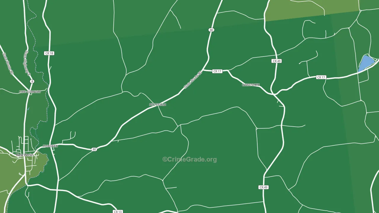 Pittsfield, NY Map of Vehicle Theft Rates