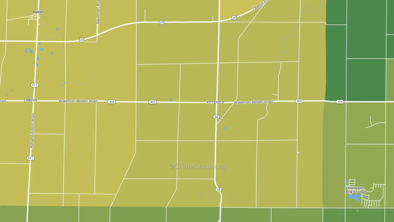 Pittsfield, OH Map of Vehicle Theft Rates