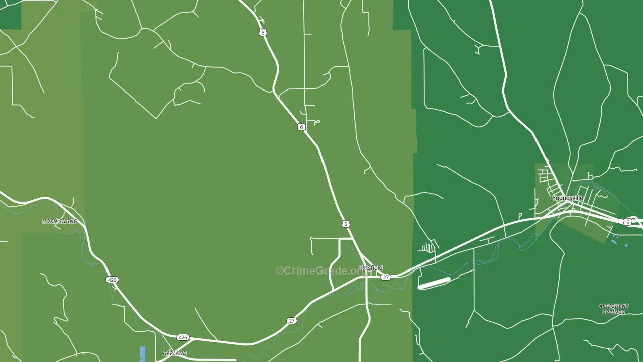 Pittsfield, PA Map of Vehicle Theft Rates