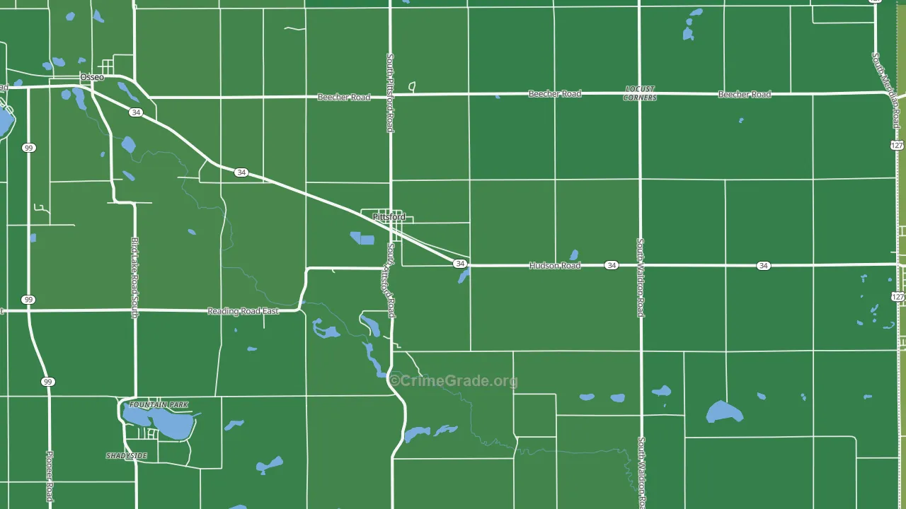 Pittsford, MI Map of Vehicle Theft Rates