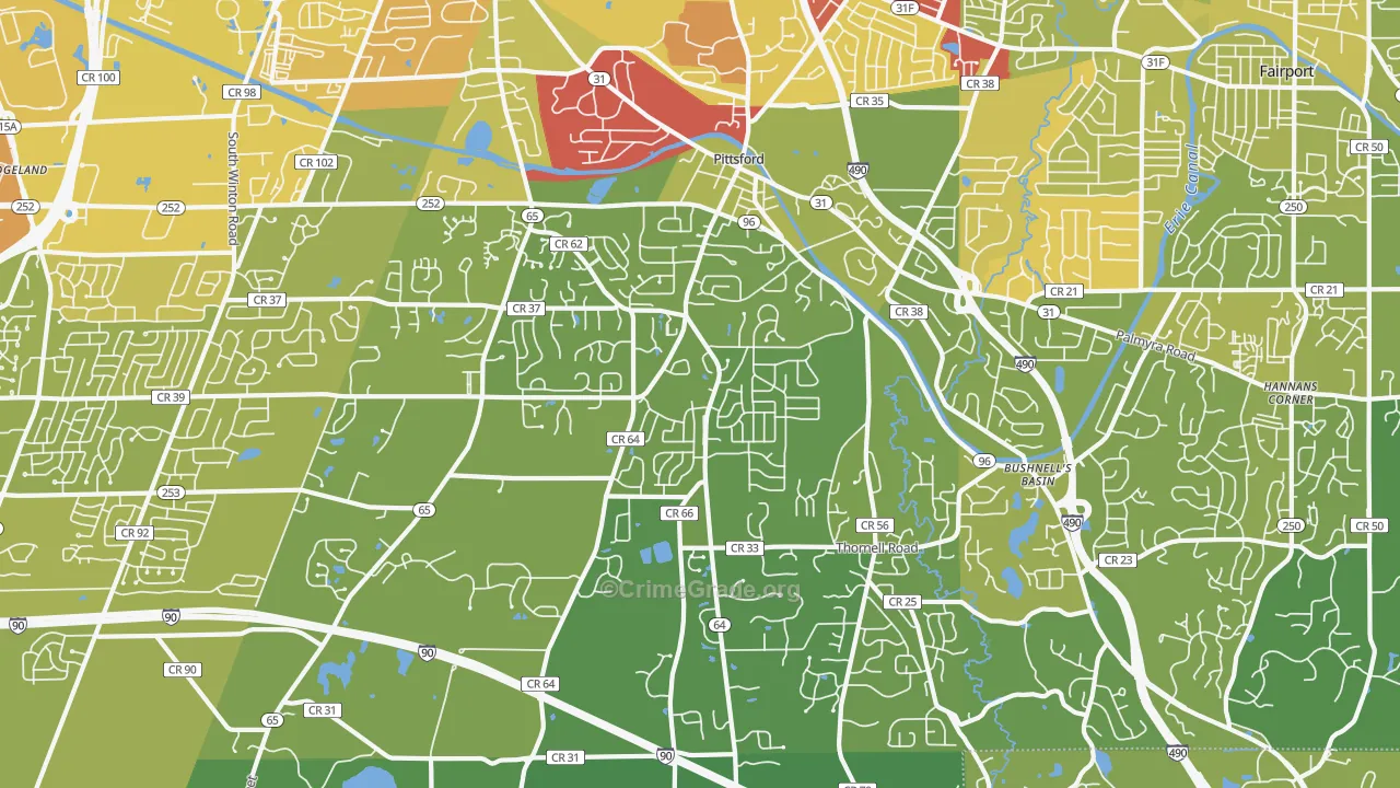 Pittsford, NY Map of Vehicle Theft Rates