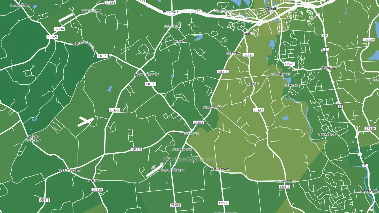 Pittstown, NJ Map of Vehicle Theft Rates