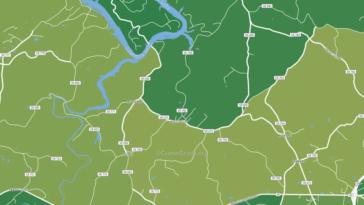 Pittsville, VA Map of Vehicle Theft Rates
