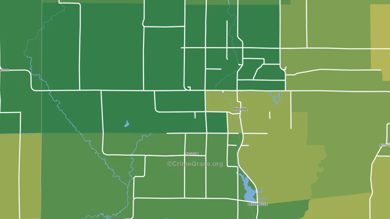 Pittsville, WI Map of Vehicle Theft Rates