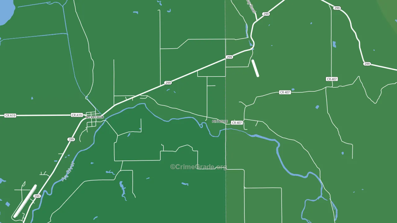 Pittville, CA Map of Vehicle Theft Rates