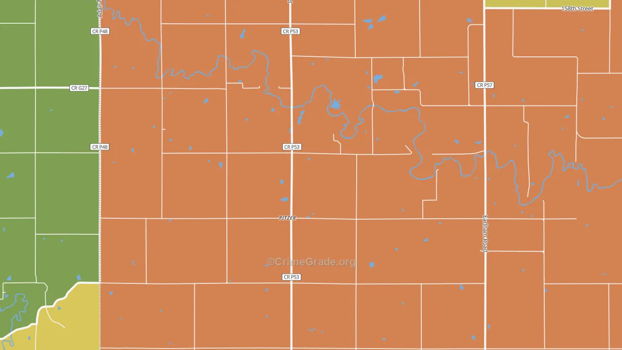 Pitzer, IA Map of Vehicle Theft Rates