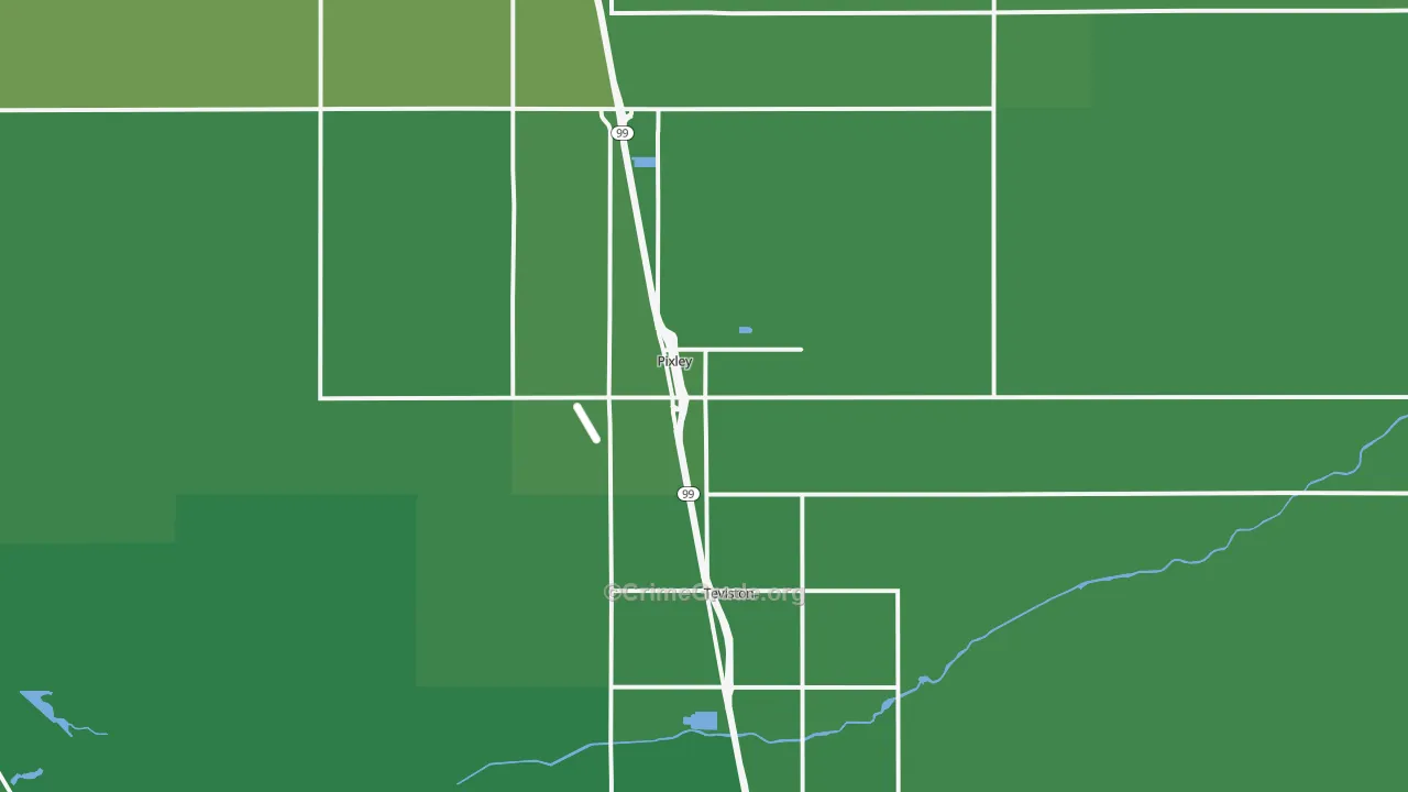 Pixley, CA Map of Vehicle Theft Rates
