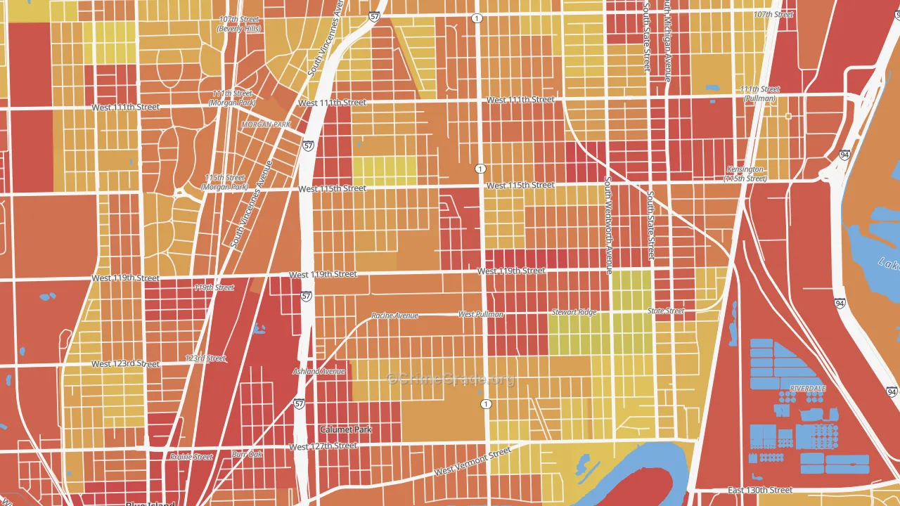 Placerdale, Chicago, IL Map of Vehicle Theft Rates