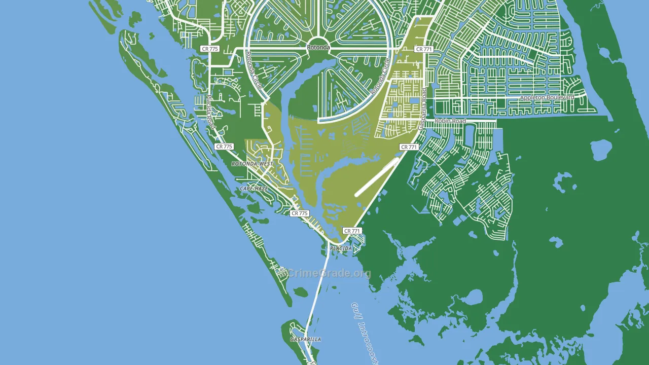 Placida, FL Map of Vehicle Theft Rates