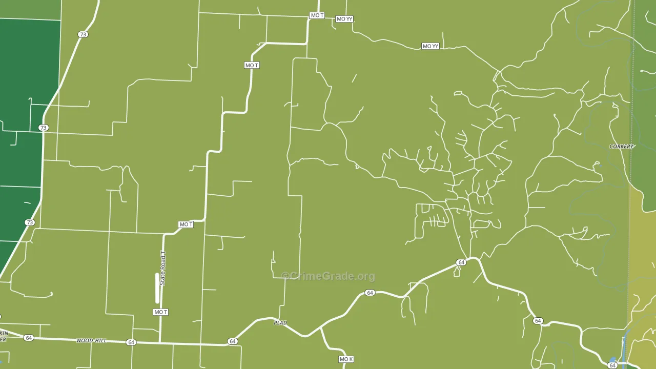 Plad, MO Map of Vehicle Theft Rates