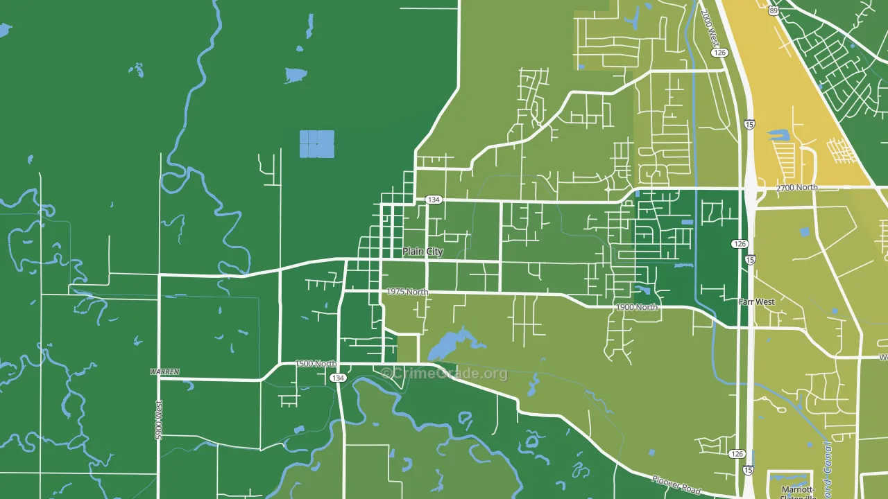Plain City, UT Map of Vehicle Theft Rates