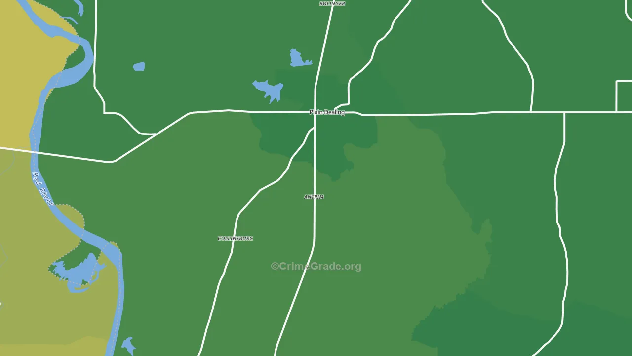 Plain Dealing, LA Map of Vehicle Theft Rates
