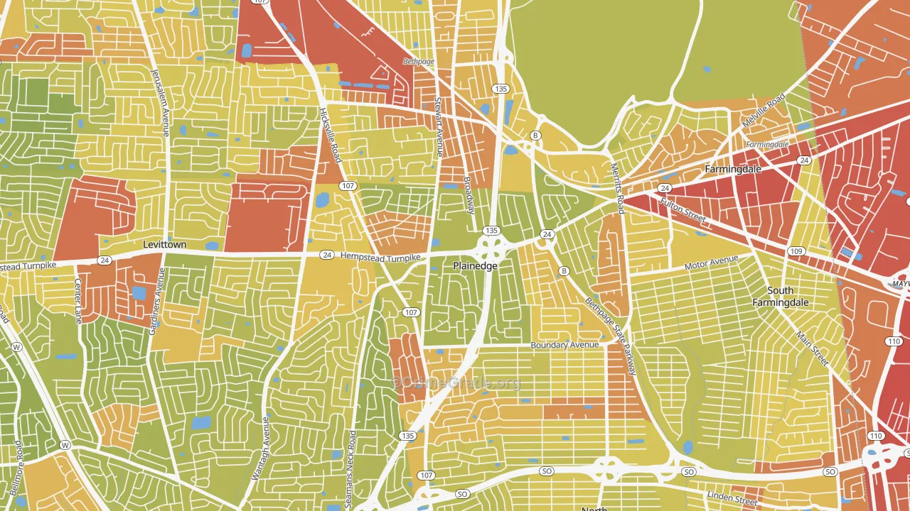 Plainedge, NY Map of Vehicle Theft Rates