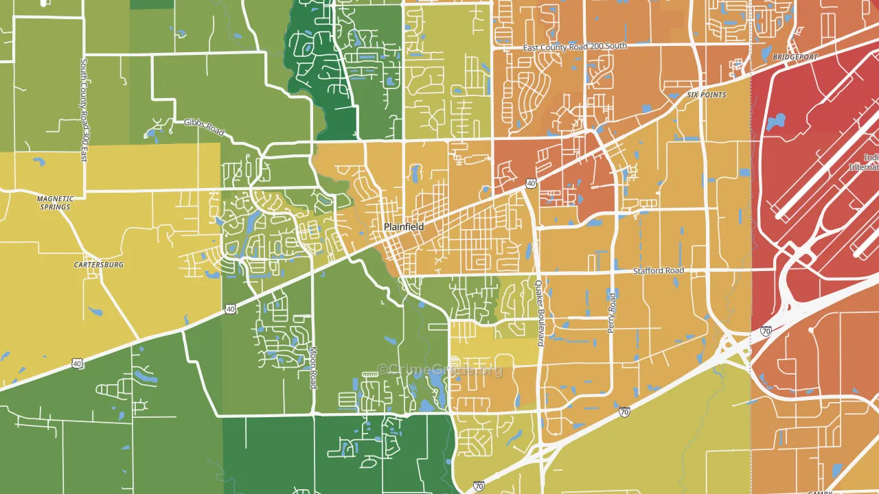 Plainfield, IN Map of Vehicle Theft Rates