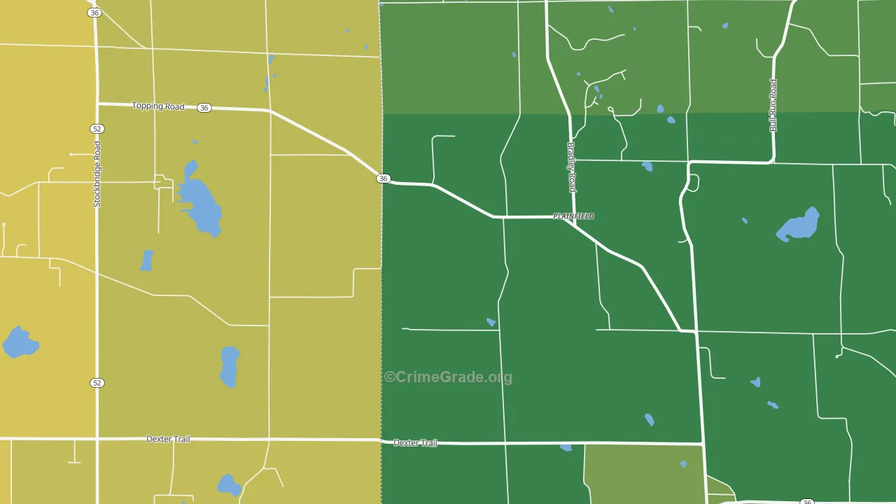 Plainfield, MI Map of Vehicle Theft Rates