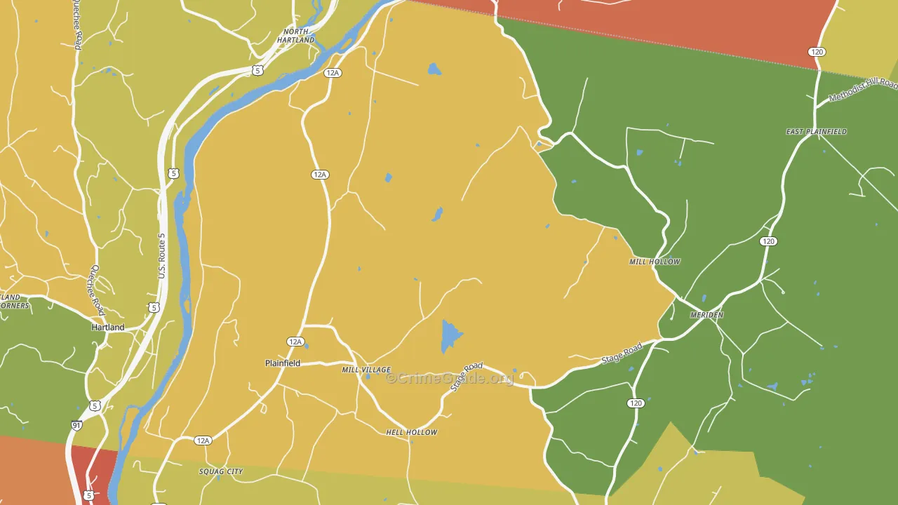 Plainfield, NH Map of Vehicle Theft Rates