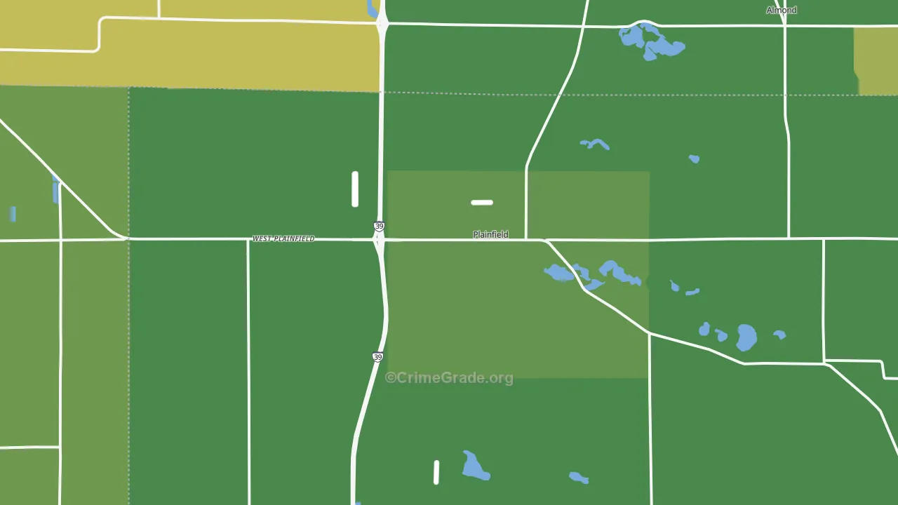 Plainfield, WI Map of Vehicle Theft Rates
