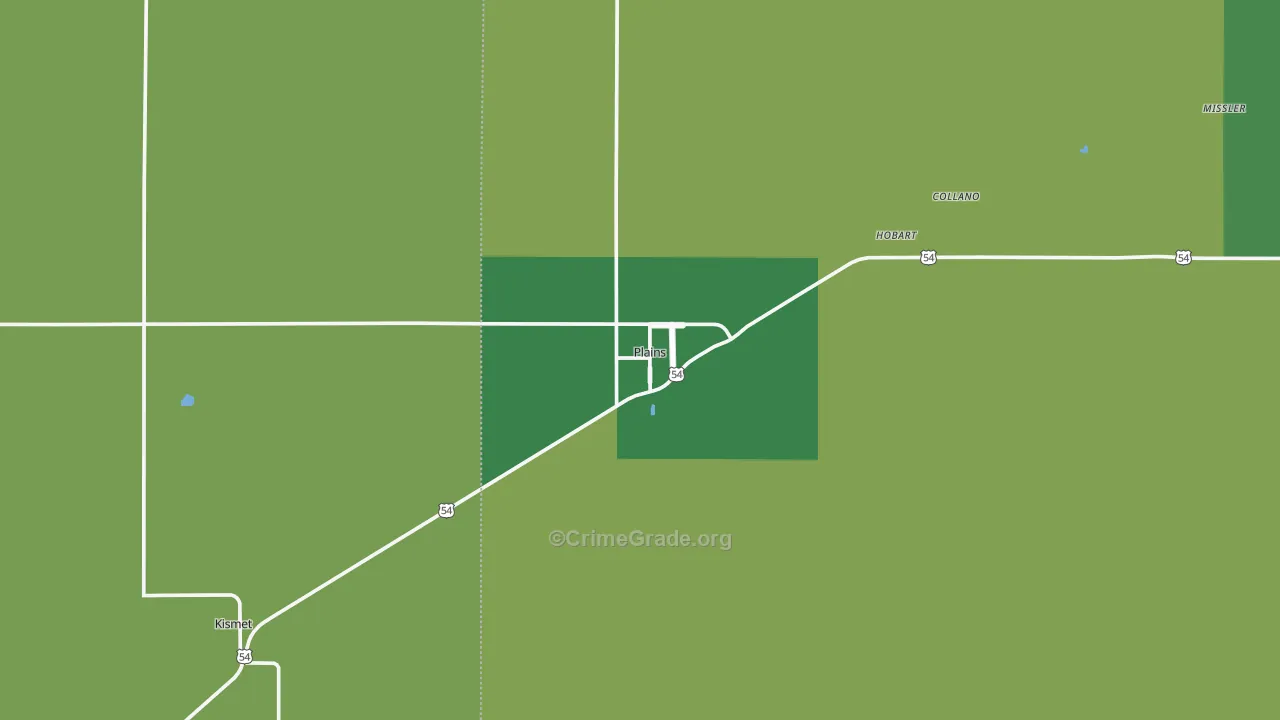 Plains, KS Map of Vehicle Theft Rates