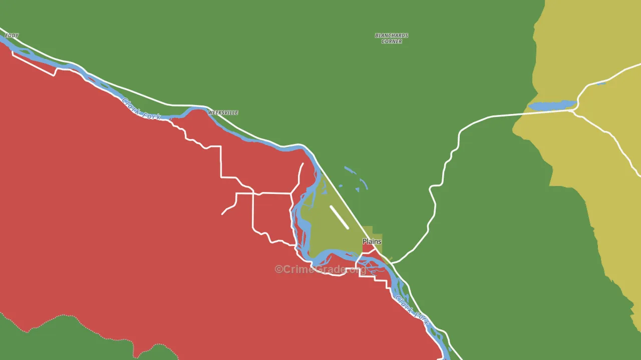 Plains, MT Map of Vehicle Theft Rates