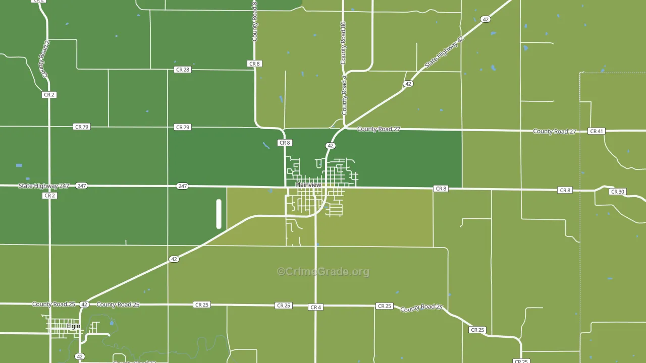Plainview, MN Map of Vehicle Theft Rates