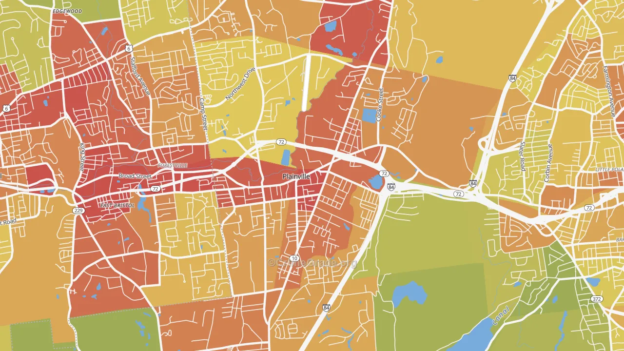 Plainville, CT Map of Vehicle Theft Rates