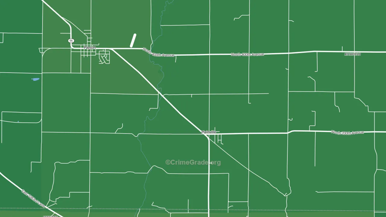 Plainville, IL Map of Vehicle Theft Rates