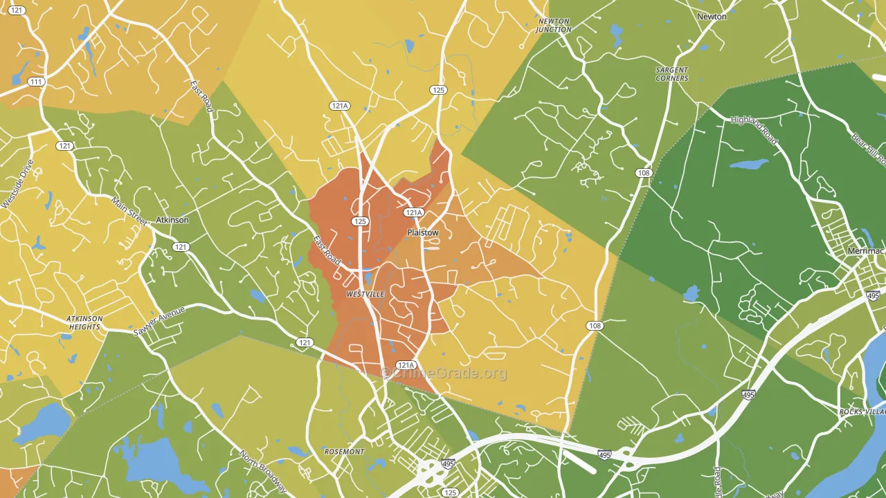 Plaistow, NH Map of Vehicle Theft Rates