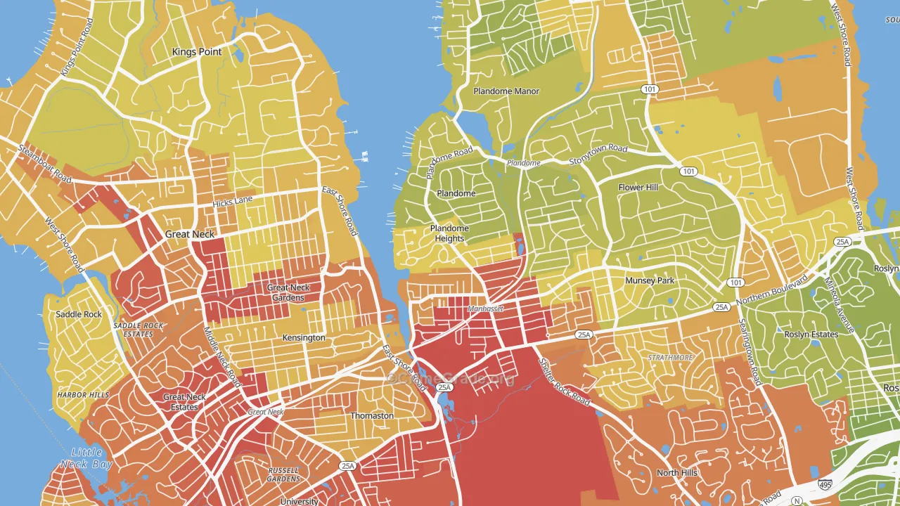 Plandome Heights, NY Map of Vehicle Theft Rates