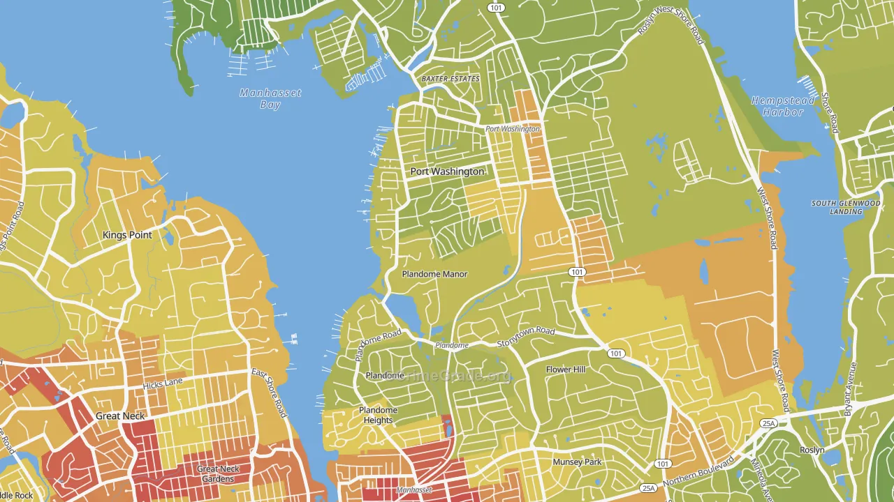 Plandome Manor, NY Map of Vehicle Theft Rates