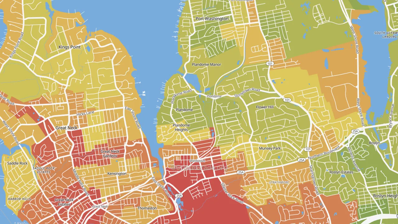 Plandome, NY Map of Vehicle Theft Rates