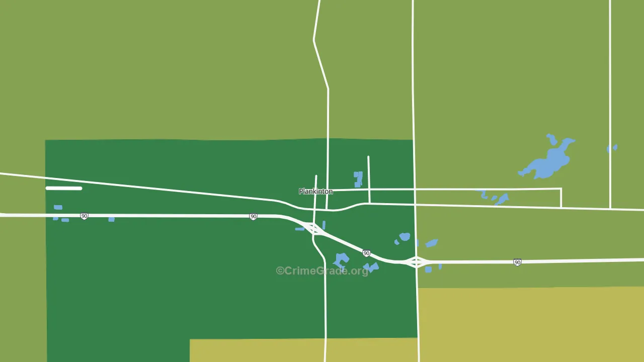 Plankinton, SD Map of Vehicle Theft Rates