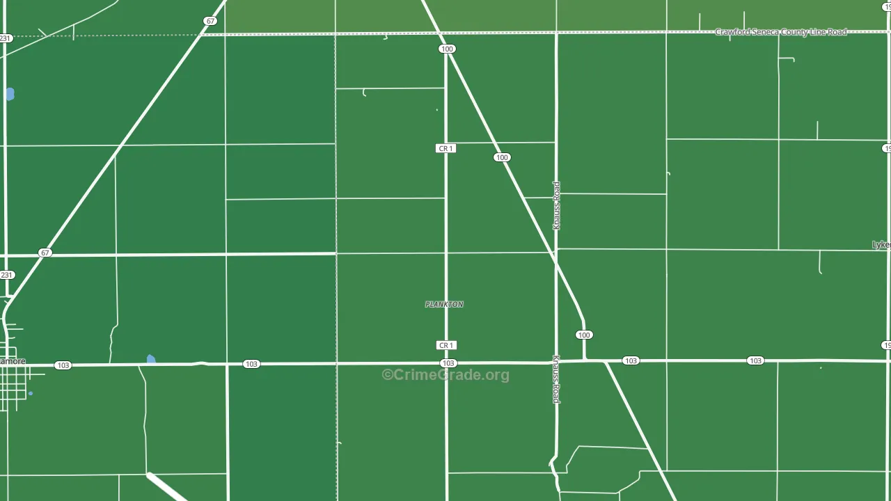 Plankton, OH Map of Vehicle Theft Rates