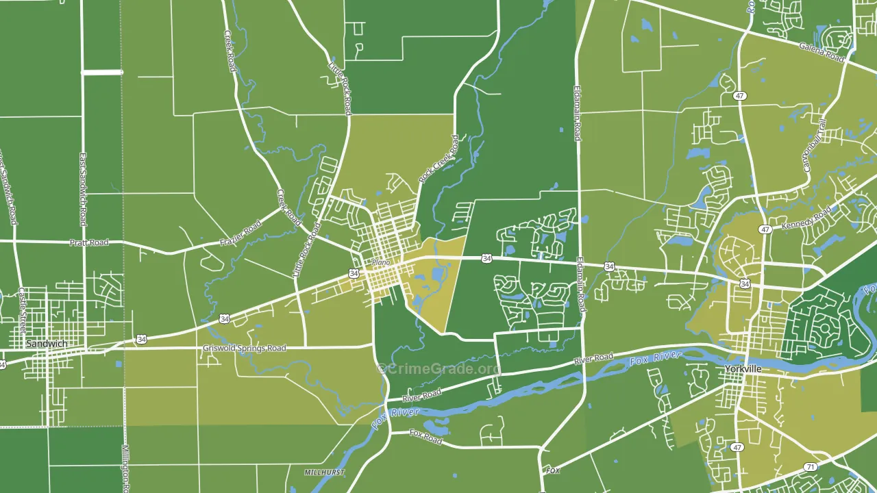 Plano, IL Map of Vehicle Theft Rates