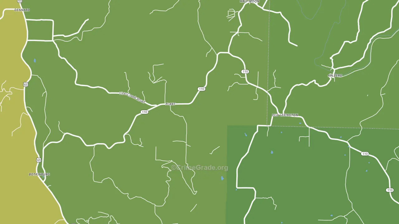 Plant, AR Map of Vehicle Theft Rates