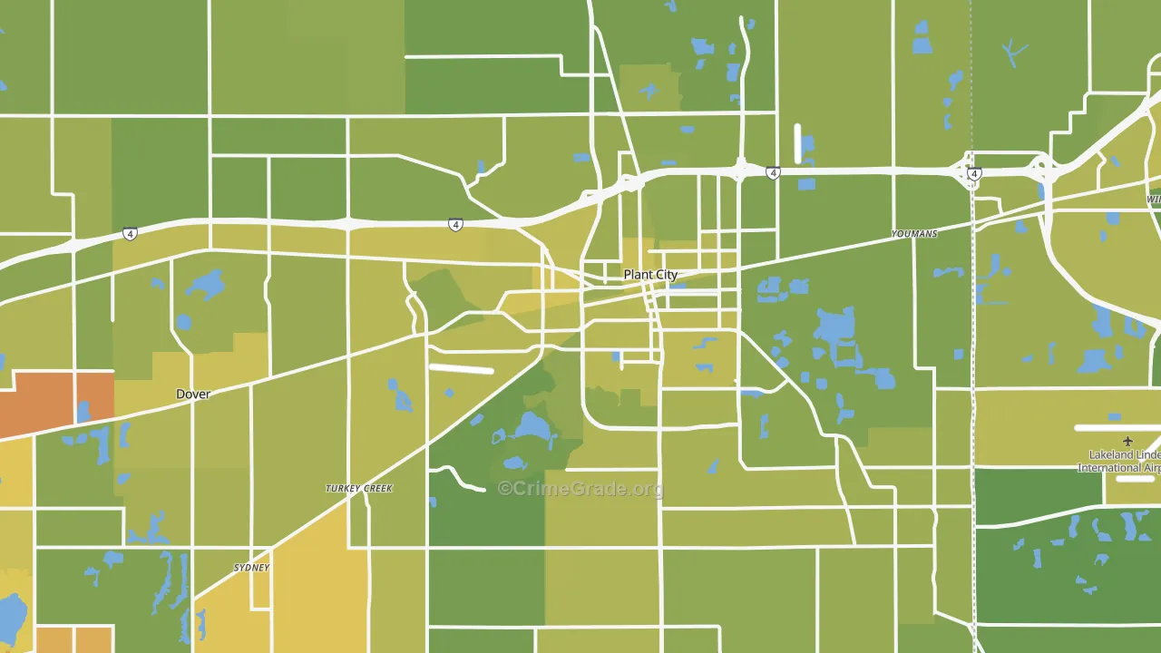 Plant City, FL Map of Vehicle Theft Rates