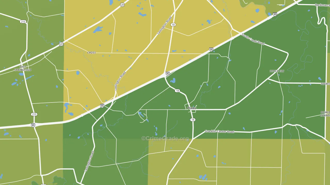 Platea, PA Map of Vehicle Theft Rates
